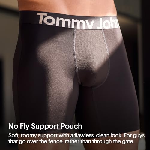 Tommy John Men's 360 Sport Micro 8' Boxer Brief Underwear, 3-Pack, Black/Turbulence/Dress Blues, M