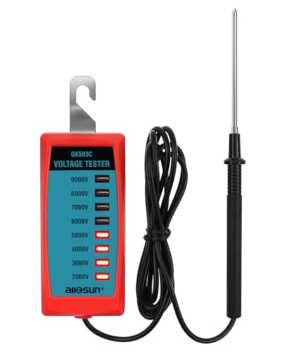 ALLOSUN GK503C NEON Fence Electric Voltage Tester Max 9000V,Electric Fence Fault Finder, Red