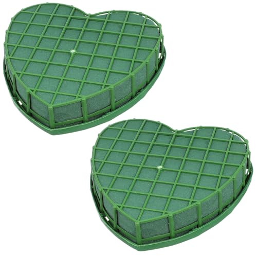 GANAZONO Floral Foam Blocks 2pcs Heart Flower Arrangement Base - Dry & Wet Polystyrene Blocks for DIY Flower Arranging