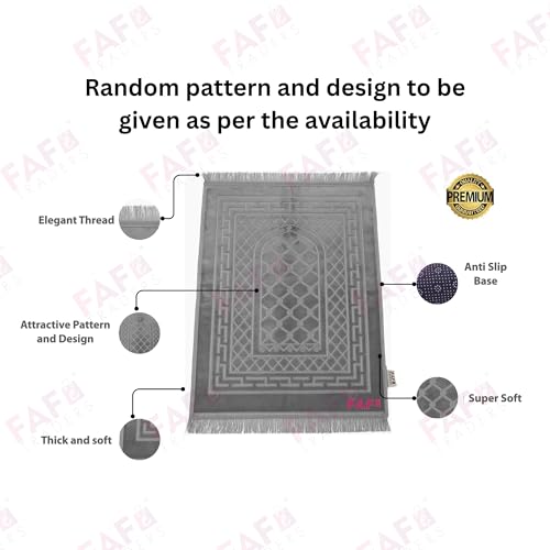 Image of Modern Premium Janamaz Prayer Mat Musalla Soft Velvet Mat For Salah Musallah And Namaz, 20 Cm, 10, Grey, Rectangular
