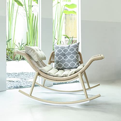 All Weather Outdoor Patio Sofa Chair, Modern Rocking, Upholstered Padded Seat, With Arms And Back, Multi-Position Reclining Rocking Chair #TOP5