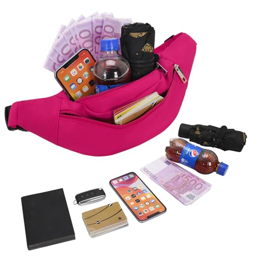 Bumbags and Fanny Packs for Men Women Hiking Running Travel Waterproof Waist Bag Walking Dog Outdoor Sport for Ladies Boys (Rosered) - Image 3