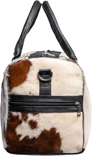 Cowhide Leather Duffle Bag for Men and Women - Genuine Leather Gym Duffle Bag, Weekend Overnight Travel Bag (Tan brown)4