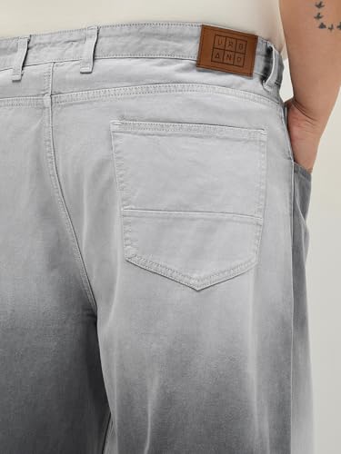 Image of Urbano Plus Men's Loose Baggy Fit Heavy Washed Faded Denim Jeans Non-Stretchable