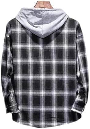 Image of Lavnis Men's Plaid Hooded Shirts Lightweight Shirt Jackets