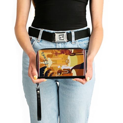 Buckle-Down Disney Wallet, Zip Around, The Princess and the Frog Tianas Place Scene Yellows, Vegan Leather3