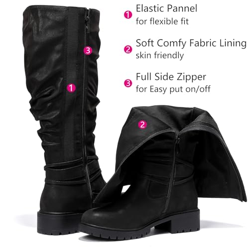 Luoika Women's Extra Wide Calf Knee High Boots, Plus Size Slouchy Knee-High Boots Wide Width Low Heel Winter Boots.3