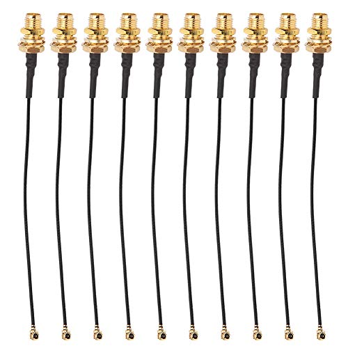 lvifloae 10 Stück SMA-Buchse auf IPX UFL RG178 Koaxialkabel, MHF1 auf SMA-Kabel, 4 Zoll/10 cm verlustarmes Verlängerungskabel oder WLAN-Router, Antenne, Überwachungskamera,...