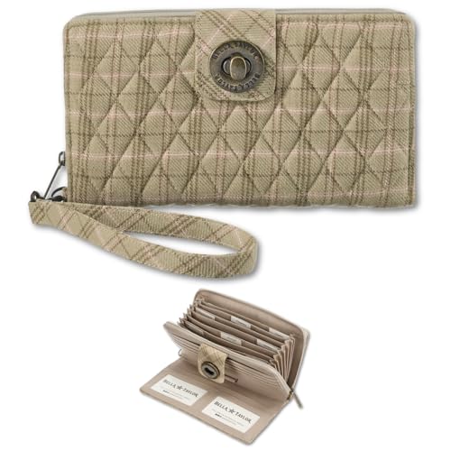 Bella Taylor Cash System Wallet for Envelope Budgeting - RFID Protected - Cash Stuffing Wallet with Detachable Wristlet - Willow Plaid