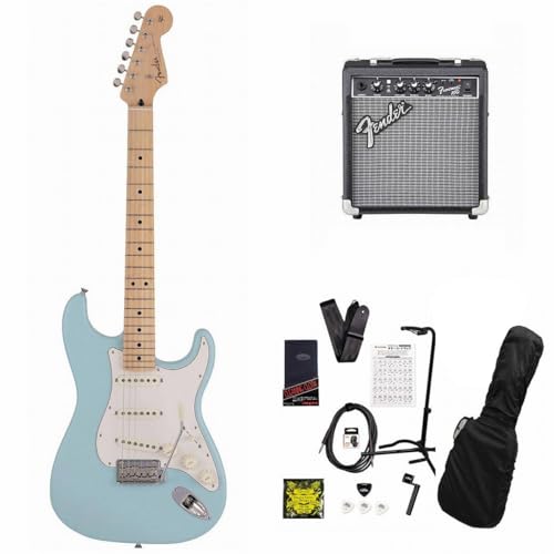 フェンダーMade in Japan Junior Collection Stratocaster Maple FB Satin Daphne Blue フェンダー10Wアンプ付属エレキギター初心者12点セットR