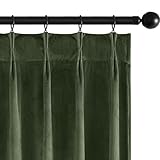 MIULEE Olive Green Velvet Curtains 84 inches Long, Pinch Pleated Blackout Drapes with Hooks, Thermal Insulated Pinch Pleat Panels for Bedroom Living Room, 2 Panels