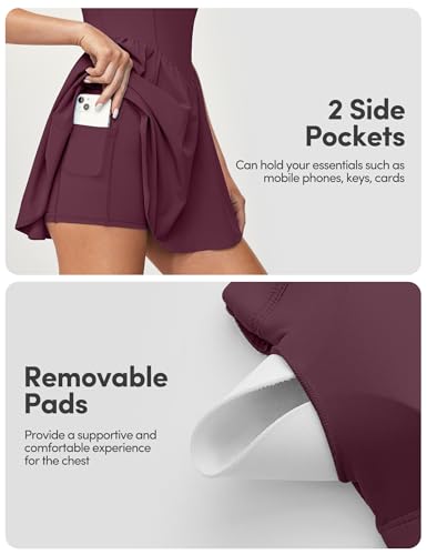 Image of Tennis Dress with Built-in Shorts and Bra, Athletic Workout Dress for Women | Golf Dress, Active, Summer, Going out, Theme Park Outfits, Adjustable Straps, Deep Inner Pockets, 4-Way Stretch, Comfortable