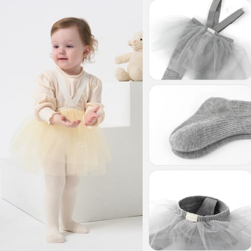 Toddler Socks, Baby Girls Cotton Dress Like Tights Pantyhose with Build in Skirt Feature for Spring Seasonal Outfits2