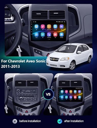 Radio Coche 2 DIN Carplay Android Auto para Chevrolet Aveo Sonic 2011 2012 2013 2