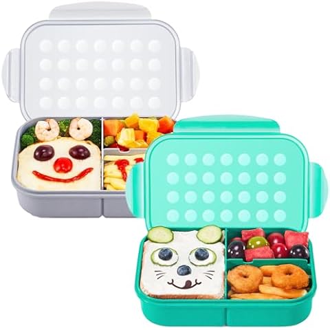 MISS BIG Bento Box,Bento Box for Kids,Lunch Box Kids,Ideal Leakproof Kids Lunch Box,Lunch Containers No BPAs and Chemical Dyes,M/W,D/W & Fridge Safe(Green & Gray) Cover