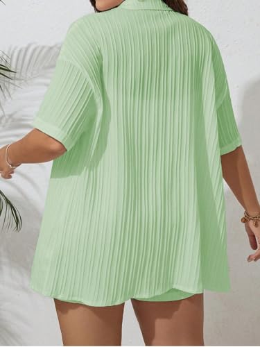 Image of Leriya Fashion Co-ord Set for Women Stylish Solid Poly Lycra Cotton | Textured Pyjama Set For Woman Travel Beach & Holiday Look | Oversized Loose Fit Trendy Top & Shorts for Summer Day Vacation