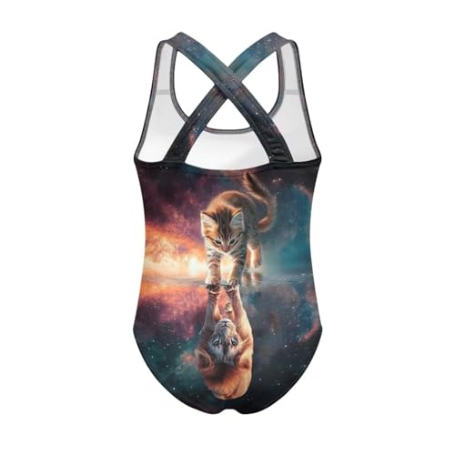 Image of WELLFLYHOM Girls Swimsuit 5-14 Cross Back Swimwear Full Coverage One Piece Bathing Suit Sleeveless Beachwear