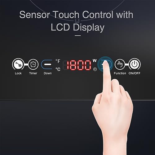 VBGK Portable Induction Cooktop With Ultra Thin Body, Low Noise Hot Plate With 1800W Sensor Touch Single Electric Cooktops Countertop Stove With 9 Temperature & Power Levels, 3-hour Timer, Safety Lock - Thumbnail 5