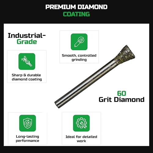 20 Puntas de Fresa Diamond 60 Grit Shank 1/8 miniatura 3