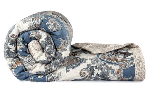 Image of BSB HOME 2nd Gen 120 GSM Microfiber Reversible AC Comforter /Blanket for Winter /Quilt /Duvets for Double Bed (230 X 220 cm, Teal Blue White)