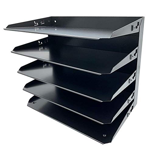 Huron Desktop Horizontal 5-Slot Legal File Binder Organizer Storage Letter Tray, Black Commercial Grade Steel