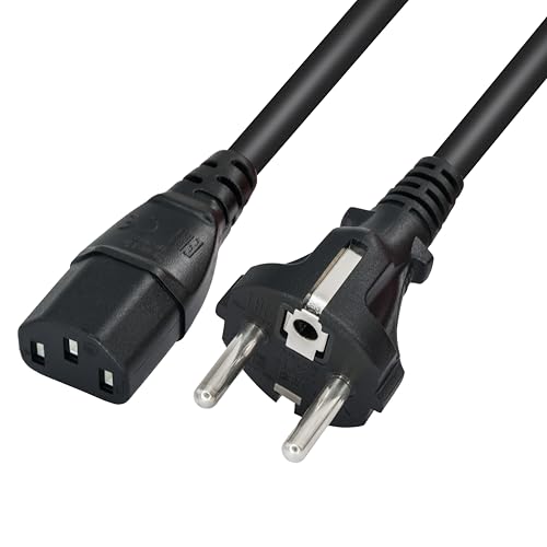 BIGtec 1 8m Kaltgerätekabel Stromkabel Netzkabel Schuko Kabel Schutzkontakt Stecker Typ F CEE 7/4 auf Kaltgerätekupplung C13 geeignet für PC Computer Netzteile Drucker Beamer Monitor TV Spielekonsole