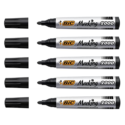 BIC Lot de 5 Marqueurs Permanent MARKING 2000 pointe Ogive Large Noir