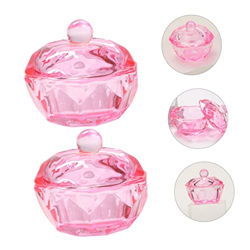 2 piezas cuencos acrílicos rosas para manicura miniatura 5