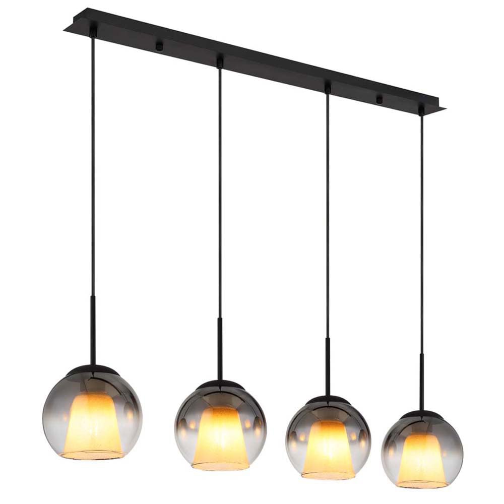 GLOBO Pendant Light Dining Room Light Pendant Lamp E27 Crystals Smoke Glass Balls Black