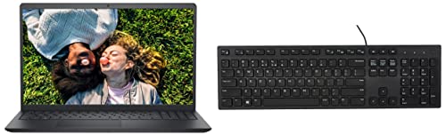 Image of Dell Inspiron 3521 Laptop - Intel PQC-N5030, Windows 11 + Office 21, 8GB GDDR4 & KB216 Wired Multimedia USB Keyboard with Super Quite Plunger Keys with Spill-Resistant - Black