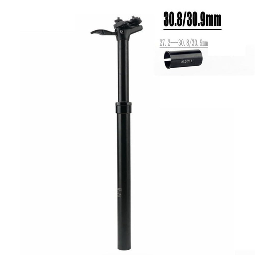 Tige de Selle Suspendue télescopique réglable avec Suspension pneumatique, Amortisseur, 31,6 mm, Alliage d'aluminium CNC, réglage Manuel de la Hauteur, Noire, pour VTT et vélo de r
