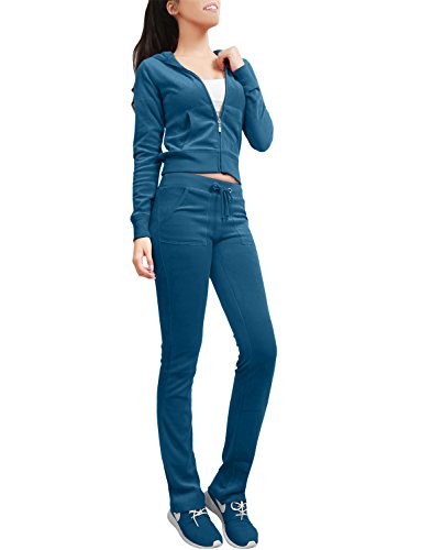 NE PEOPLE Women’s Tracksuit Set – 2 Piece Slim Fit Velour Velvet Casual Zip Up Hoodie Jacket Sweatsuit and Sweatpants S-3XL