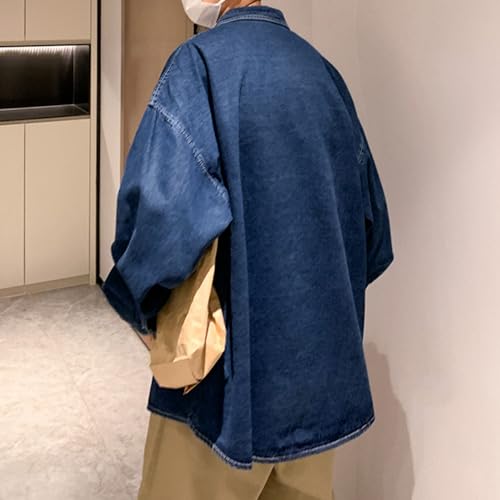 Maiyifu-GJ Men's Lightweight Casual Denim Jacket Lapel Button Trucker Jean Jackets Spring Fall Cotton Outerwear Biker Coats3