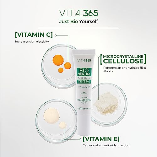Vitae365, Bio Face Serum Hyaluronic Acid, Vitamin C and E, Made in Italy, High Concentration, Organic Echinacea - Image 2