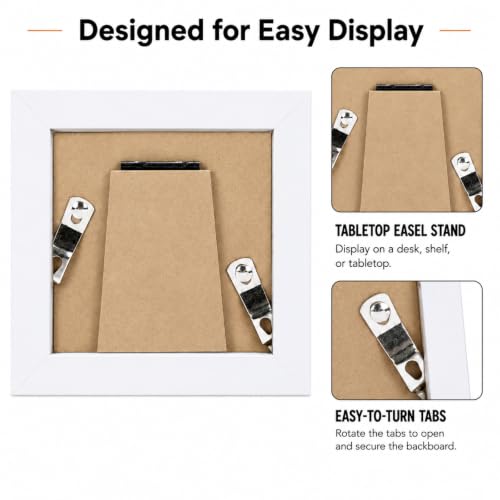 Image of JCJMY 3x3 Picture Frame White for Tabletop, 3 x 3 Square Photo Frame with Shatter Resistant Plexiglass, Sturdy 3 by 3 Poster Frame, White