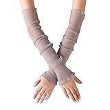Faxianther Damen Kühlung Summer Ärmlinge UV Sonne Schützen Lange Arme Hand Abdeckung Ultradünne Spitzen Armschutz Armstulpen Spitzenhandschuhe für Outdoor