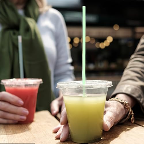 Image of Healeved Disposable Plastic Straws 10 Inch Flat Mouth Drinking Straws for Smoothies Cold and Hot Beverages Party Wedding Birthday Favors