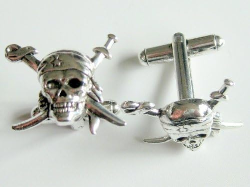 silver skull and swords cufflinks by classic cufflinks