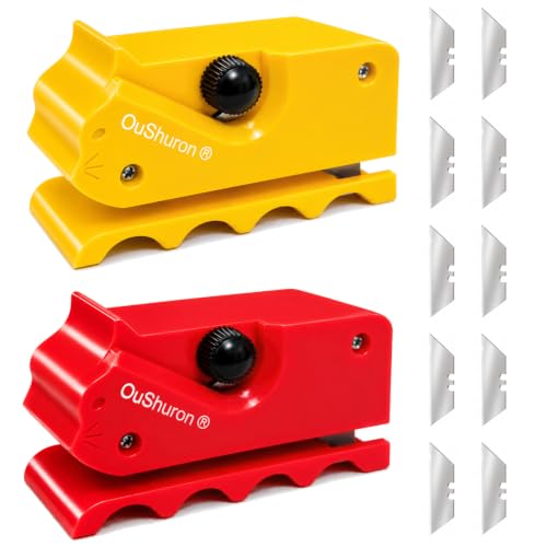 OuShuron 2PCS Cardboard Cutter for Cat Scratchers DIY Cardboard Strip Cutter with 10 Spare Precision Blades for Custom Cat Beds Furniture & Scratch Pads (Red & Yellow)