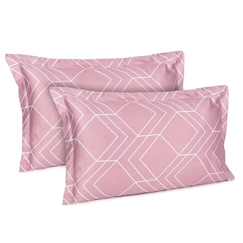 Image of Mush Bamboo Printed Pillow Cover Set of 2 | 100% Bamboo Pillow Cover for Hair and Skin | 300 TC | Breathable, Silky Soft and Envelope Pillowcases | 17 inchx27 inch Geometric Print, Lavender