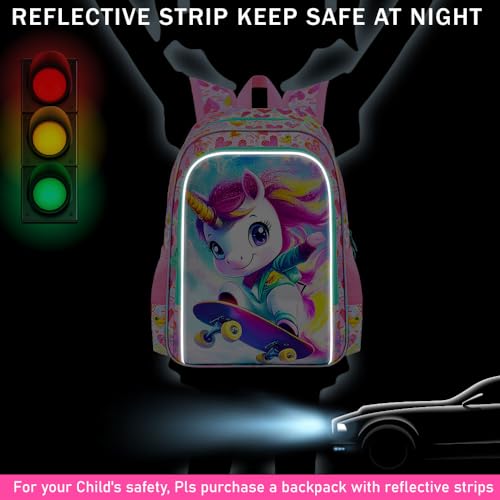 Image of 16 inch Unicorn Backpack for Girls, 3Pcs School Backpacks Set for Elementary Preschool Kindergarten, Kids Bookbag with Lunch Box (Pink)
