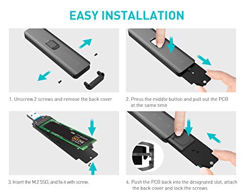 ineo M.2 NGFF USB 3.1 Gen 2 Type-A Aluminum Retractable (B Key & B+M Key SATA) SSD Enclosure [C2588 NGFF Type A] - Thumbnail 4