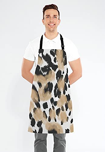Lefolen Animal Leopard Print Bib Apron With Adjustable Neck For Men Women,Suitable For Home Kitchen Cooking Waitress Chef Grill Bistro Baking Bbq Apron #TOP3