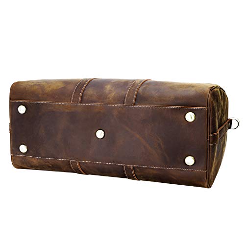 Polare Men's 20'' Retro Real Leather Weekender Duffel Overnight Bag Carry On Luggage