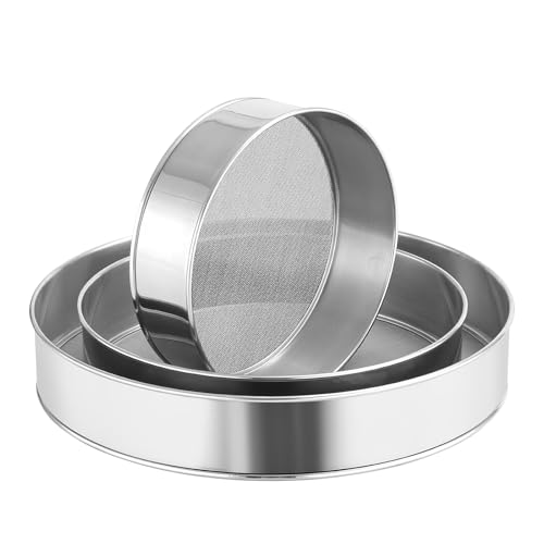 Yitexin Lot de 3 tamis à farine pour la cuisson de 40 mailles, 15,2 cm, 2,2 cm, tamis à farine ronds en acier inoxydable à mailles fines pour sucre en...