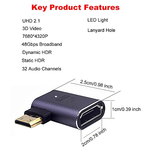 Adaptador Mini HDMI macho a HDMI hembra 2 pack miniatura 2