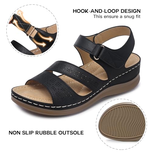 Image of SHIBEVER Women's Wedge Sandals Comfortable: Summer Dressy Walking Platform