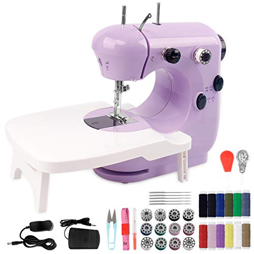 Mini Sewing Machine for Beginners - CS COSDDI Portable Electric Adjustable Speed Sewing Machine with Foot Pedal Extension Table,Handheld Sewing Machine for Kids, Beginners, Household, Crafting DIY