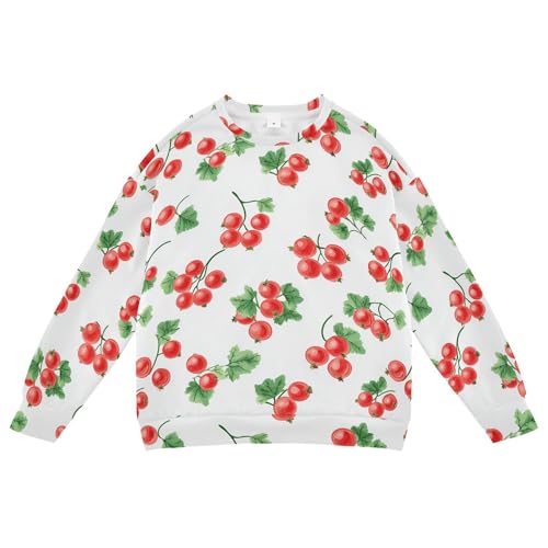 JUNZAN Cute Redcurrant Fruit White Little Kids Hooded Sweatshirt Fleece Kids Pullover Hoodie Party 4T