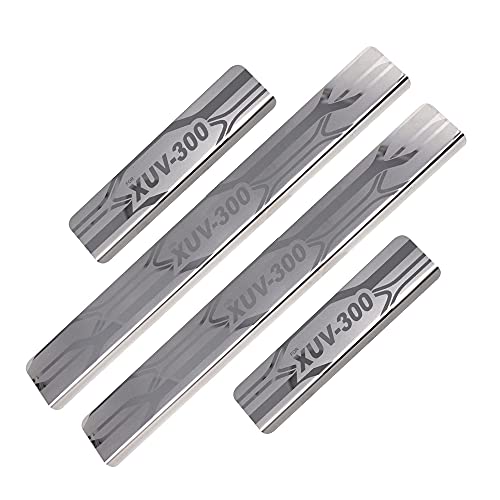 Image of GFX Car Door Sill Guard - Stainless Steel, Protects Painted Edges from Scuffs or Scratches Compatible with Xuv 300 Set of 4Pcs (After-Market) Model - 2019 Onwards